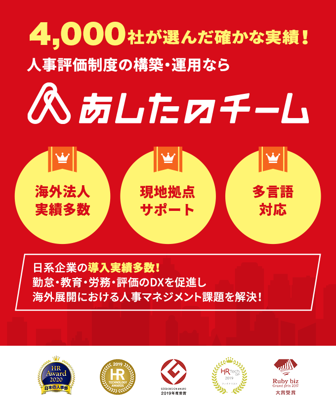 4,000社が選んだ確かな実績！人事評価制度の構築・運用ならあしたのチーム